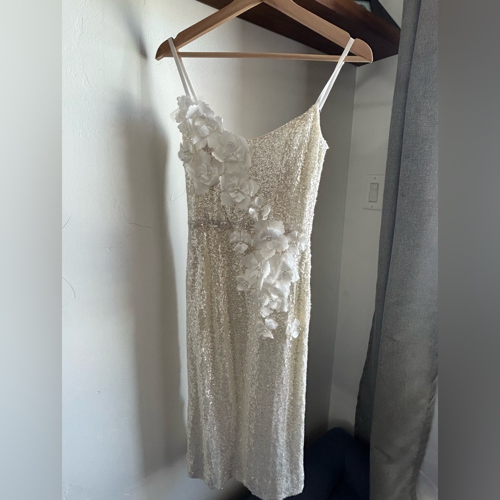 Helsi white cream sequin dress sz S